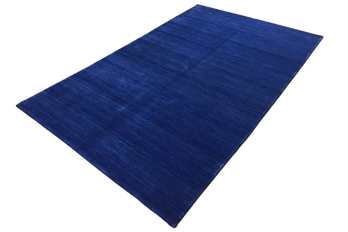 Gabbeh rug 245x156 cm, blue with a fine diagonal stripe pattern