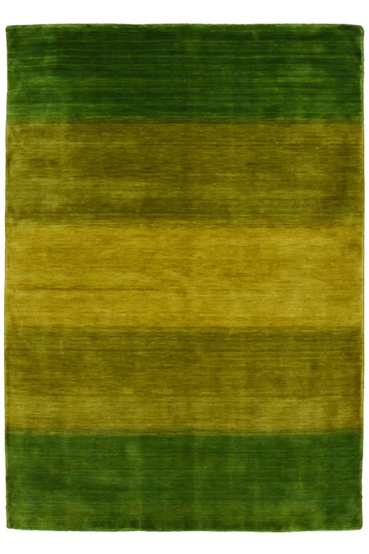 Gabbeh rug 150x204 cm with a green-yellow gradient and fine woven pattern