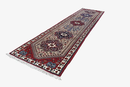 Rectangular runner with a Persian pattern, blue-red-beige color palette