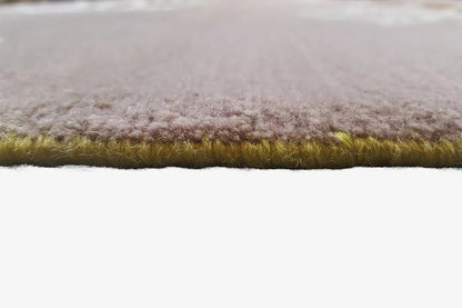 Designer rug Bo Hamsa with a low pile and an olive-colored edge