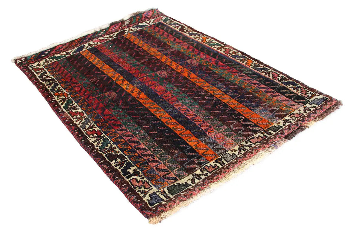 Oriental rug Shiraz-Qashqai with a geometric pattern and colorful stripes, corner tassels