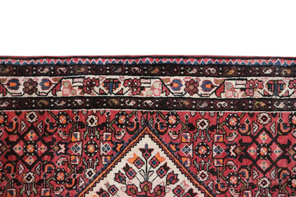 Close-up of the border strip with decorative trim on a Hamadan runner