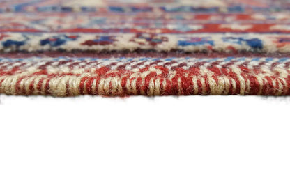 Soumakh rug edge with multicolored woven border and fringes