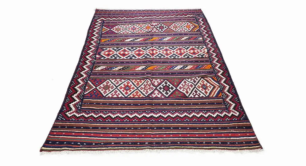 Kilim rug Kilim Sirjan 905428 with wide borders and a geometric pattern