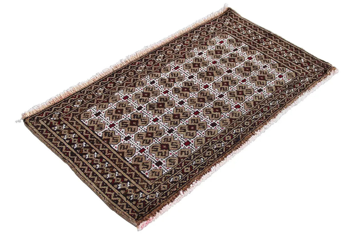 Turkmen carpet with a wide border and small star ornaments, laid out