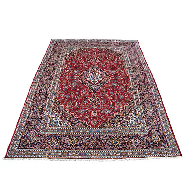 Rug with red field, Baroque central medallion, and multicolored border