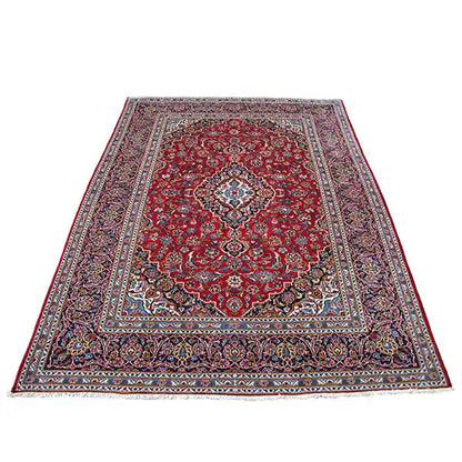 Rug with red field, Baroque central medallion, and multicolored border
