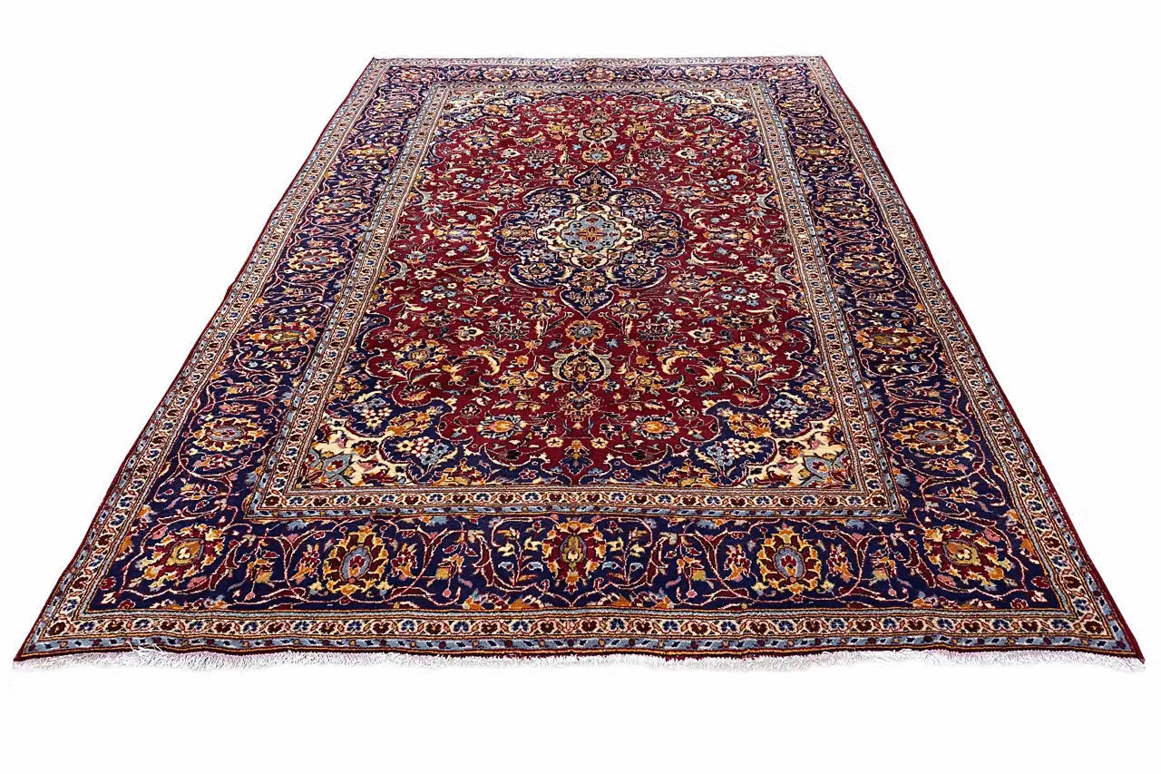 Keshan red Oriental rug (320x195 cm) with border ornaments