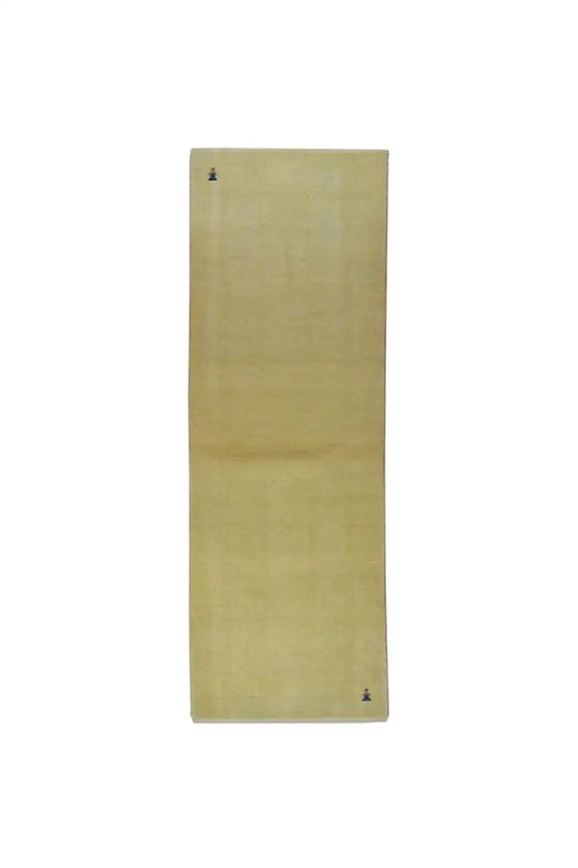 Gabbeh runner 230x75 cm, light beige, small color accents at the corners