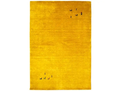 Gabbeh rug, yellow, simple field with small animal and plant motifs
