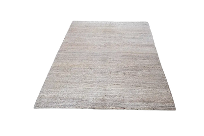 Gabbeh natural rug in light beige, broad linear design, edges with dense pile
